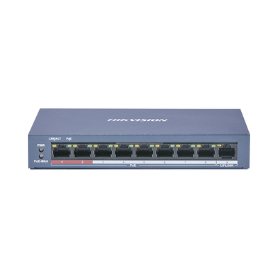 Switch PoE+ / No Administrable / 8 Puertos 10/100 Mbps PoE+ / 1 Puerto 100 Mbps Uplink / PoE hasta 250 metros / 60 W 